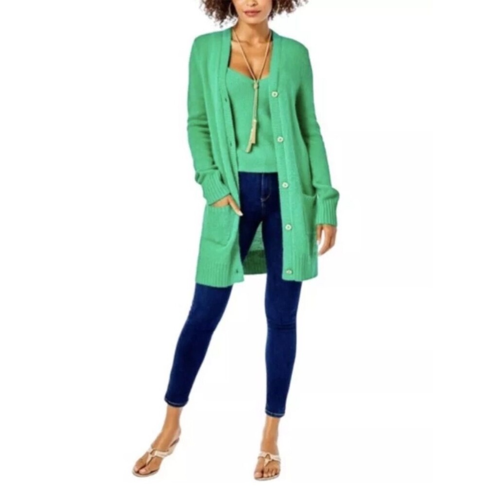Lilly Pulitzer Leonette Set Cardigan Tank Green Gold Sz Small
